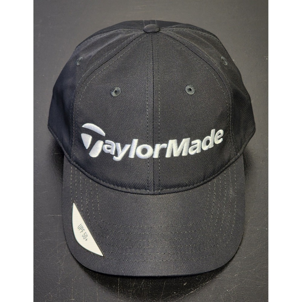 Taylormade UPF 50+ Black/White Golf Adjustable Strap Embroidered Cap‎ Hat